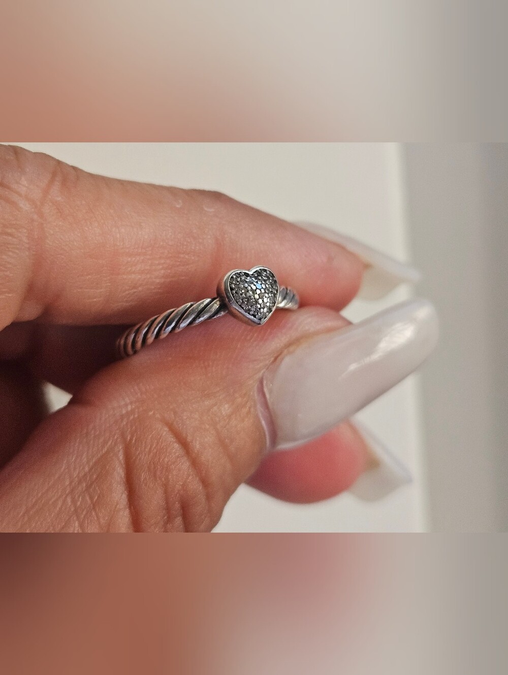 David Yurman Cable Collectibles Diamond Heart Pavé Sterling Silver Ring Size 6✨️ - Picture 7 of 15